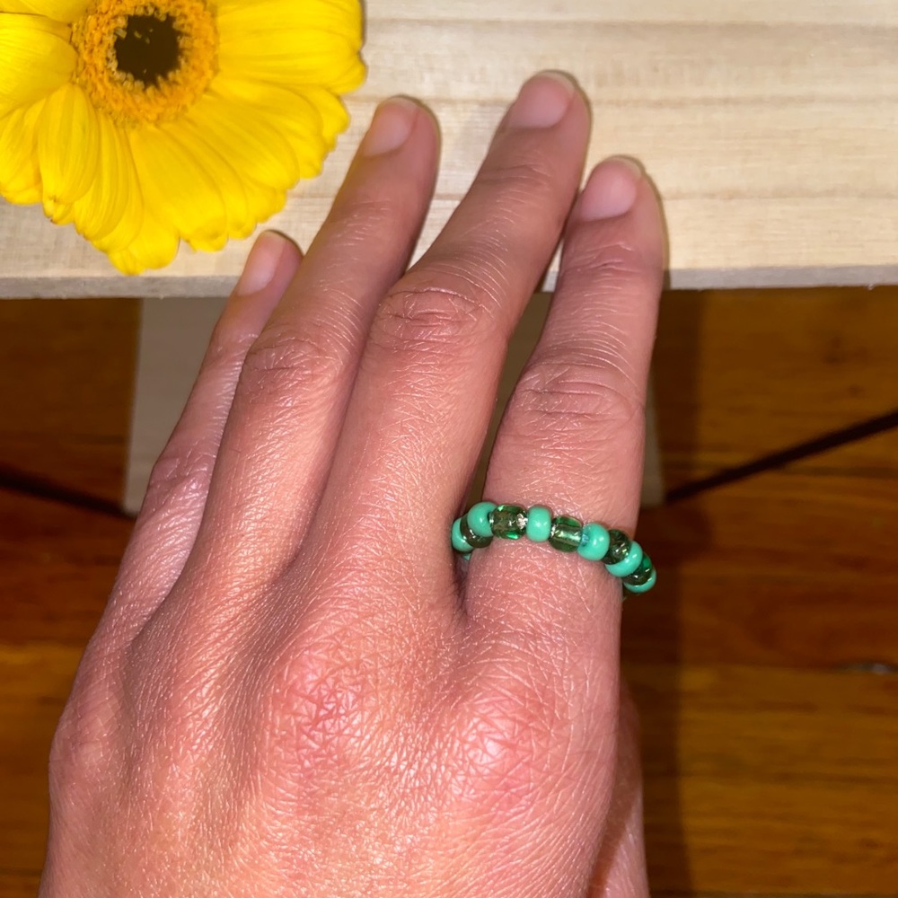 Handmade Glass Seed Bead Beaded Ring